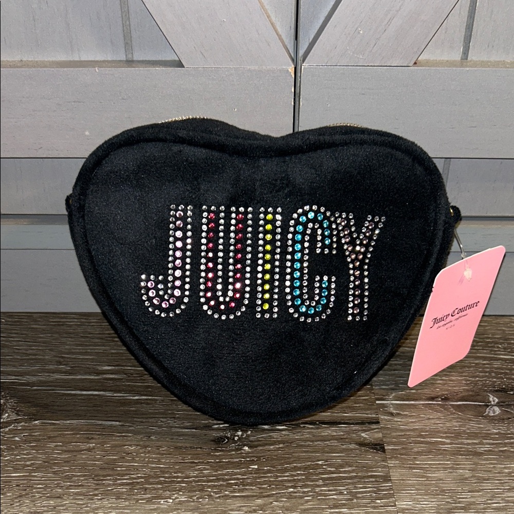 Juicy Couture Black Rhinestone Heart Crossbody